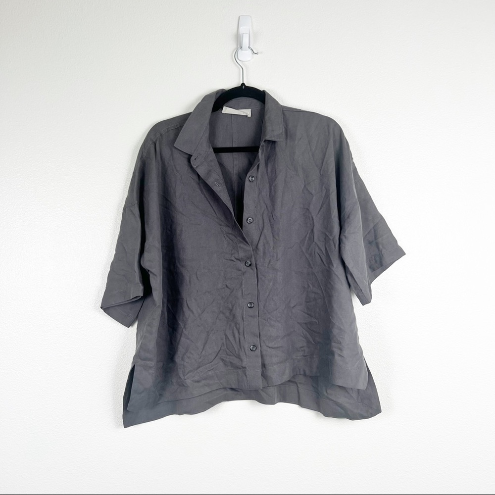 Everlane Short Sleeve Button Up Shirt Gray Sz M